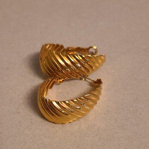 Gold Colored Fashion Hoops with 3D Patterning